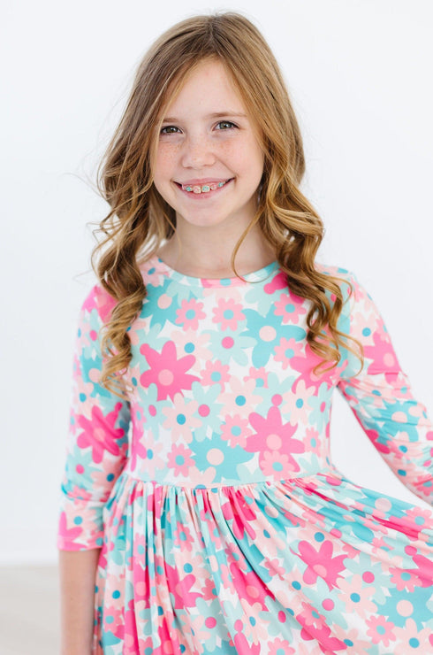 petal-perfection-3-4-sleeve-pocket-twirl-dress Mila &  Rose - Sophia's Style-Petal Perfection 3/4 Sleeve Pocket Twirl Dress-6-12M--1